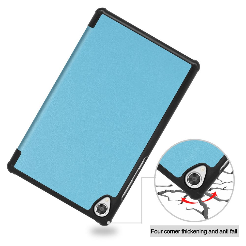Stable Tri-fold Stand Stand Leather Tablet Covering Protection Case for Lenovo Tab M8 TB-8505X - Baby Blue