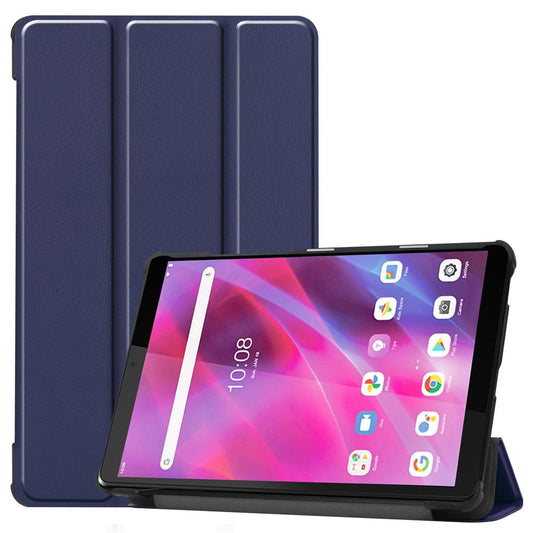 Stable Tri-fold Stand Stand Leather Tablet Covering Protection Case for Lenovo Tab M8 TB-8505X - Dark Blue