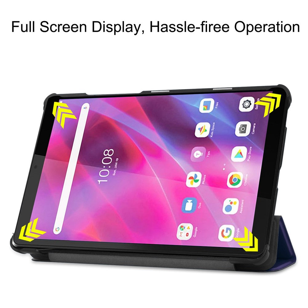 Stable Tri-fold Stand Stand Leather Tablet Covering Protection Case for Lenovo Tab M8 TB-8505X - Dark Blue