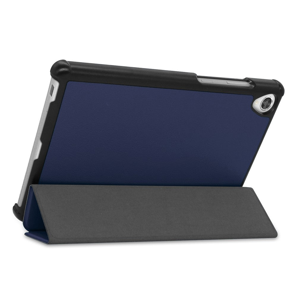 Stable Tri-fold Stand Stand Leather Tablet Covering Protection Case for Lenovo Tab M8 TB-8505X - Dark Blue