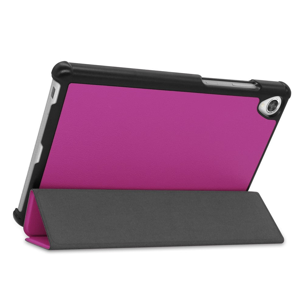 Stable Tri-fold Stand Stand Leather Tablet Covering Protection Case for Lenovo Tab M8 TB-8505X - Purple