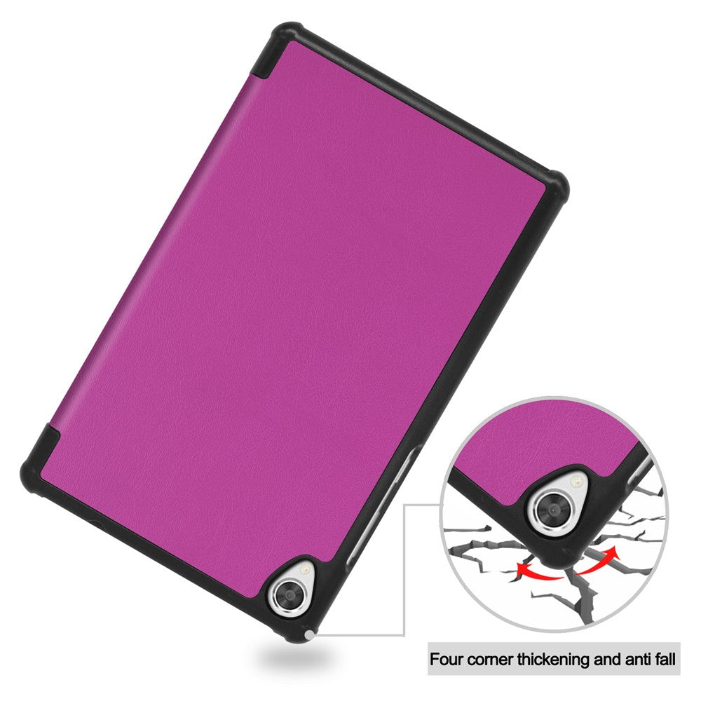 Stable Tri-fold Stand Stand Leather Tablet Covering Protection Case for Lenovo Tab M8 TB-8505X - Purple