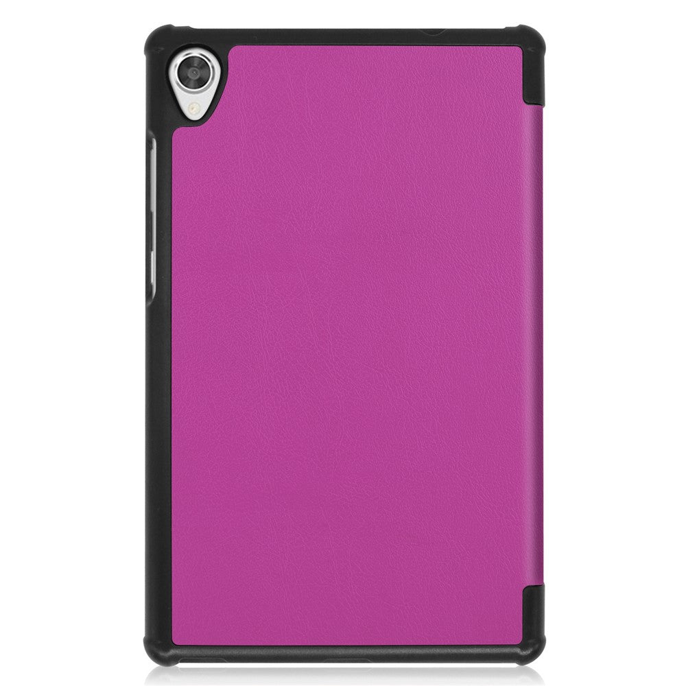 Stable Tri-fold Stand Stand Leather Tablet Covering Protection Case for Lenovo Tab M8 TB-8505X - Purple