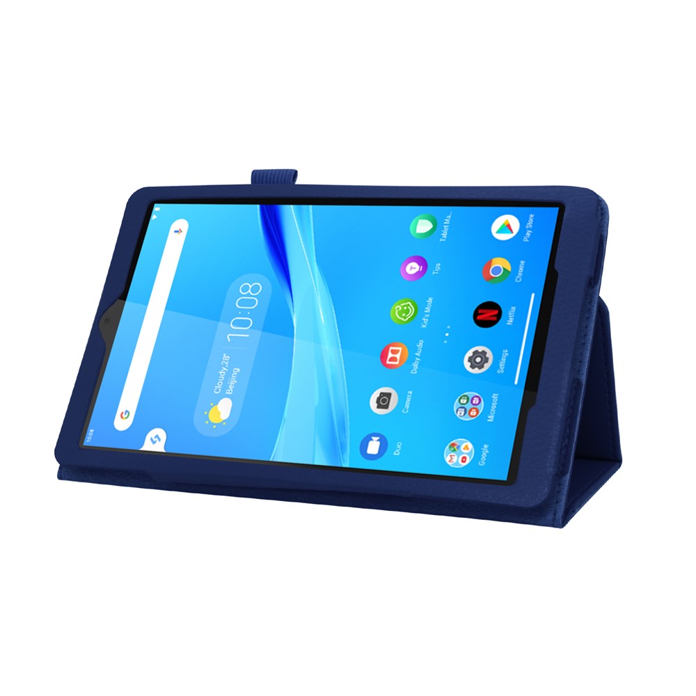 For Lenovo Tab M8/Tab M8 (2nd Gen) Litchi Texture Leather Case Tablet Cover - Dark Blue