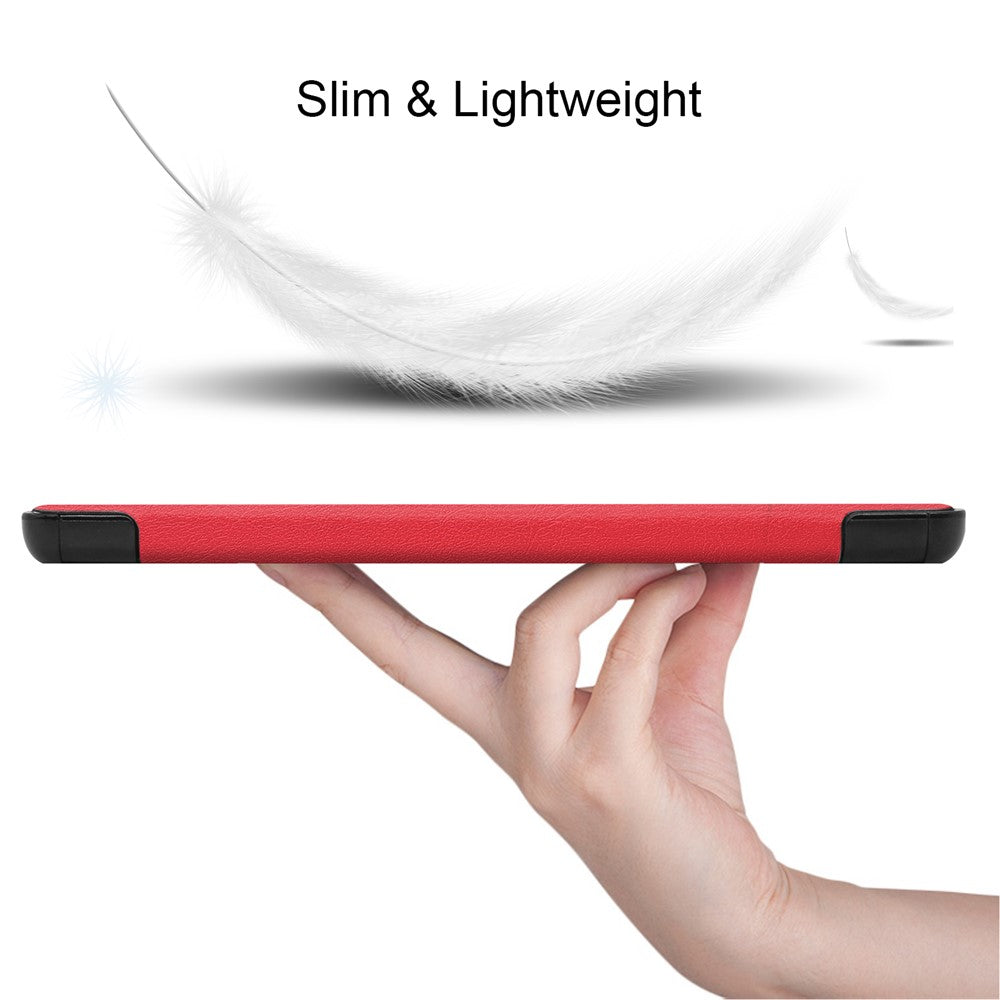 Stable Tri-fold Stand with Stand Leather Tablet Cover for Lenovo Tab M8 HD8505/8705 - Red