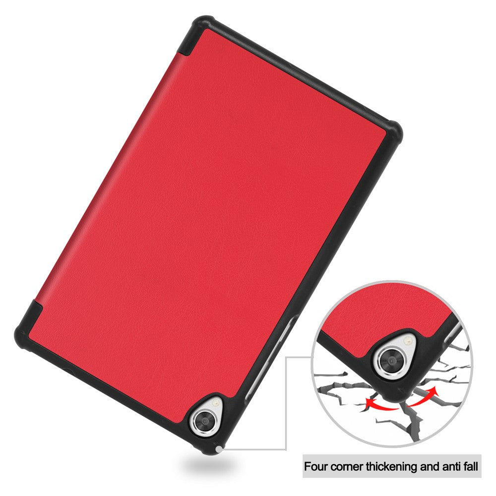 Stable Tri-fold Stand with Stand Leather Tablet Cover for Lenovo Tab M8 HD8505/8705 - Red