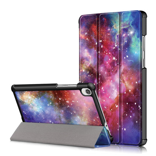Printing Surface Tri-fold PU Leather Smart Cover for Lenovo Tab M8 (1st Gen) HD8505/M8 (2nd Gen) HD8705 - Universe