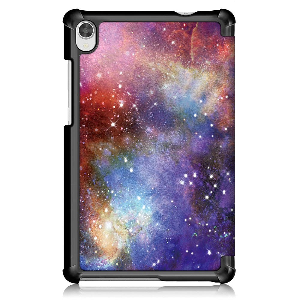 Printing Surface Tri-fold PU Leather Smart Cover for Lenovo Tab M8 (1st Gen) HD8505/M8 (2nd Gen) HD8705 - Universe