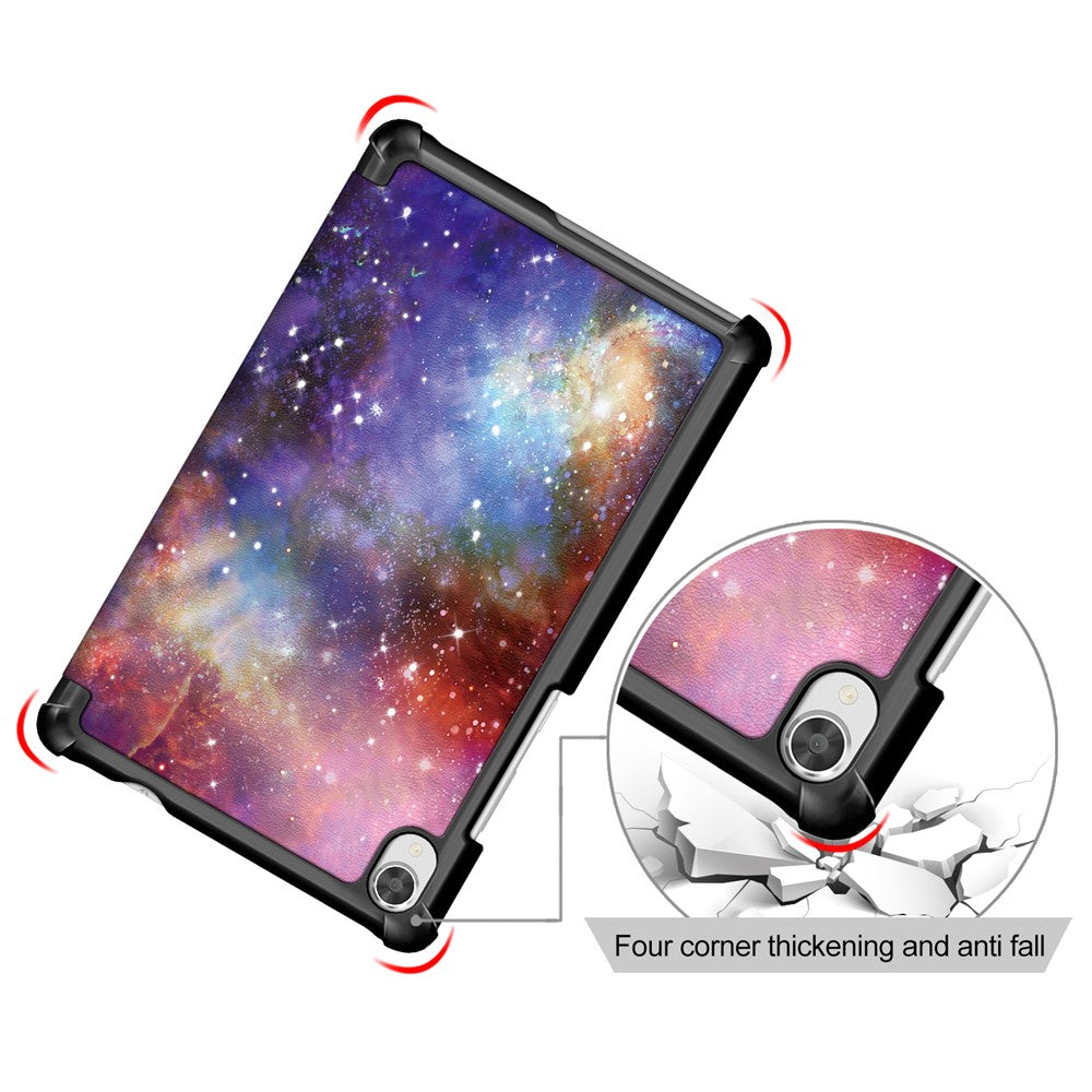 Printing Surface Tri-fold PU Leather Smart Cover for Lenovo Tab M8 (1st Gen) HD8505/M8 (2nd Gen) HD8705 - Universe
