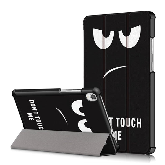 Printing Surface Tri-fold PU Leather Smart Cover for Lenovo Tab M8 (1st Gen) HD8505/M8 (2nd Gen) HD8705 - Do Not Touch Me
