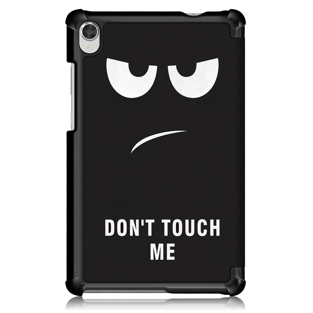 Printing Surface Tri-fold PU Leather Smart Cover for Lenovo Tab M8 (1st Gen) HD8505/M8 (2nd Gen) HD8705 - Do Not Touch Me