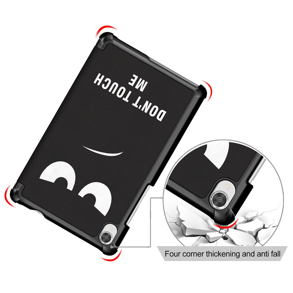 Printing Surface Tri-fold PU Leather Smart Cover for Lenovo Tab M8 (1st Gen) HD8505/M8 (2nd Gen) HD8705 - Do Not Touch Me