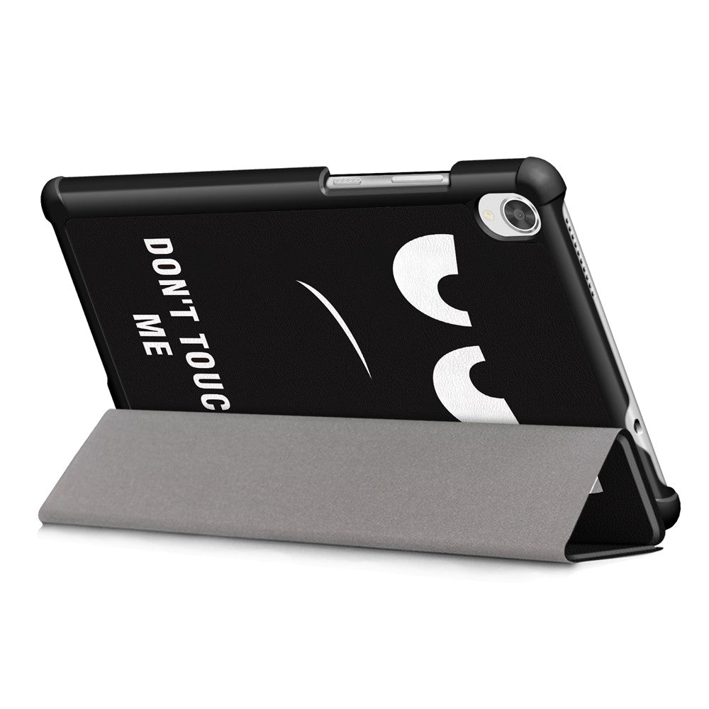 Printing Surface Tri-fold PU Leather Smart Cover for Lenovo Tab M8 (1st Gen) HD8505/M8 (2nd Gen) HD8705 - Do Not Touch Me