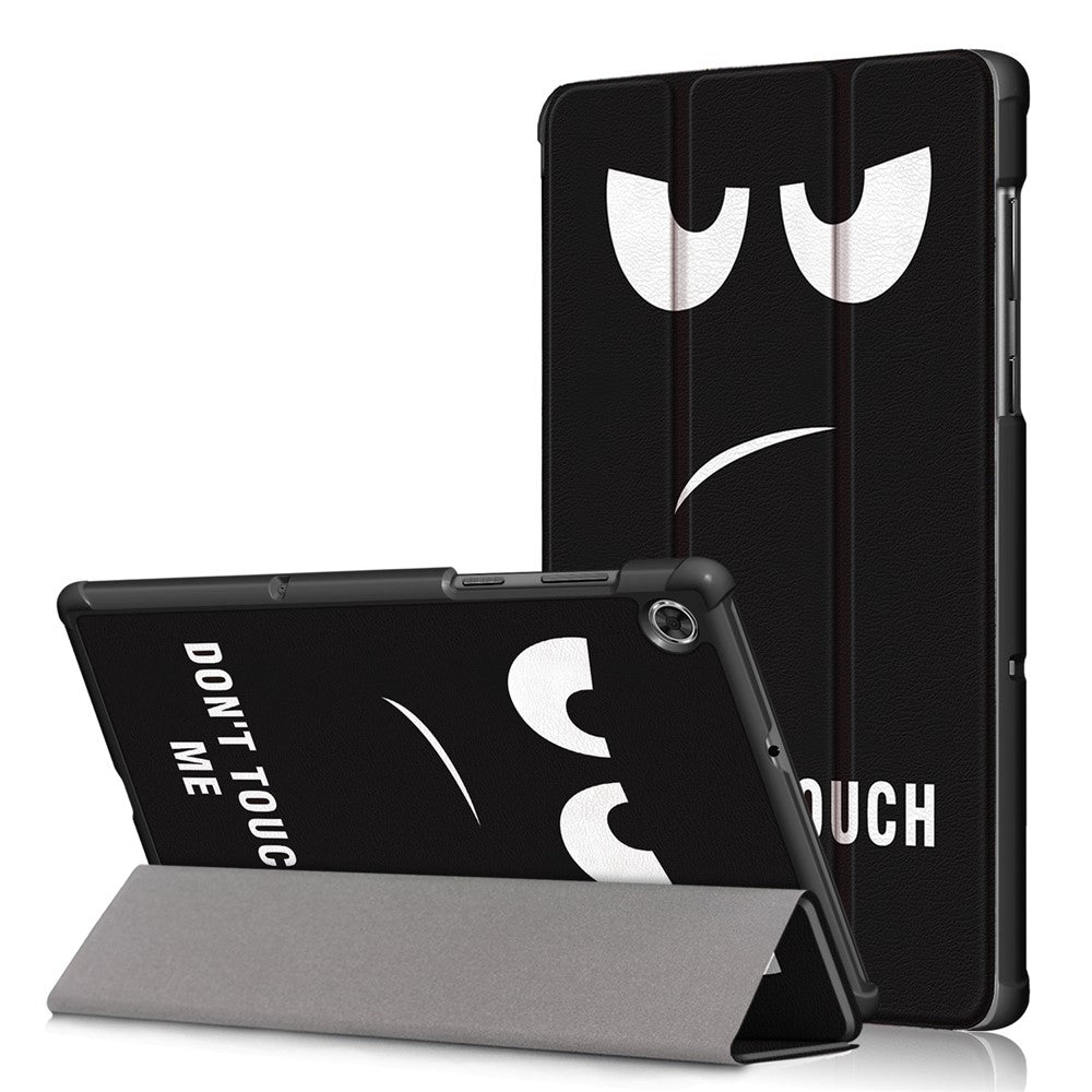 Pattern Printing Leather Smart Case Dual-Angle Tri-fold Stand Auto-Wake/Sleep Tablet Cover for Lenovo Smart Tab M10 FHD Plus/Tab M10 Plus TB-X606F - Do not Touch Me