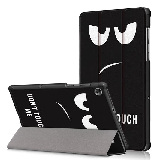 Pattern Printing Leather Smart Case Dual-Angle Tri-fold Stand Auto-Wake/Sleep Tablet Cover for Lenovo Smart Tab M10 FHD Plus/Tab M10 Plus TB-X606F - Do not Touch Me