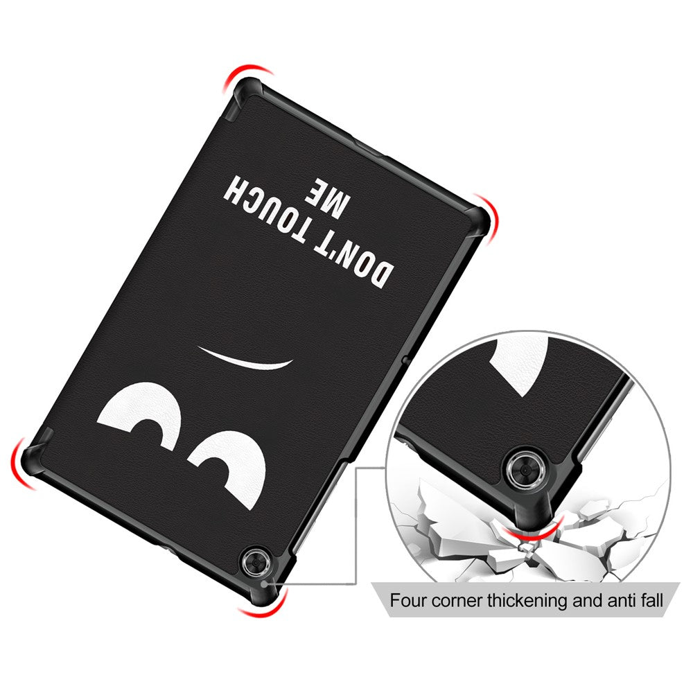 Pattern Printing Leather Smart Case Dual-Angle Tri-fold Stand Auto-Wake/Sleep Tablet Cover for Lenovo Smart Tab M10 FHD Plus/Tab M10 Plus TB-X606F - Do not Touch Me