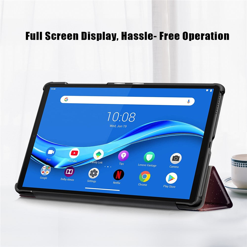 Pattern Printing Leather Smart Case Dual-Angle Tri-fold Stand Auto-Wake/Sleep Tablet Cover for Lenovo Smart Tab M10 FHD Plus/Tab M10 Plus TB-X606F - Tree and Reflection