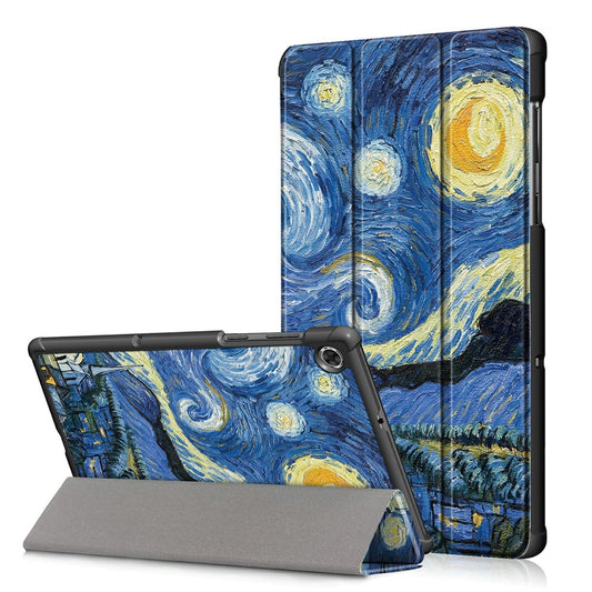 Pattern Printing Leather Smart Case Dual-Angle Tri-fold Stand Auto-Wake/Sleep Tablet Cover for Lenovo Smart Tab M10 FHD Plus/Tab M10 Plus TB-X606F - Painting Pattern