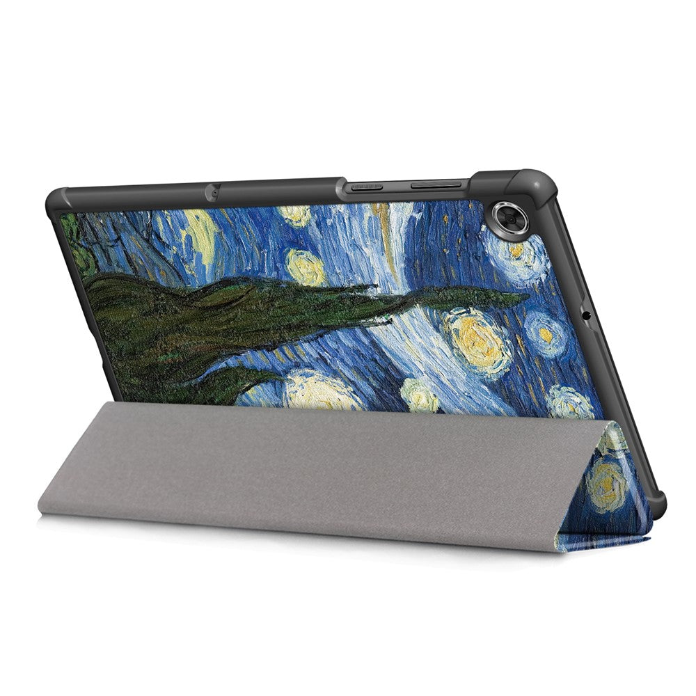 Pattern Printing Leather Smart Case Dual-Angle Tri-fold Stand Auto-Wake/Sleep Tablet Cover for Lenovo Smart Tab M10 FHD Plus/Tab M10 Plus TB-X606F - Painting Pattern