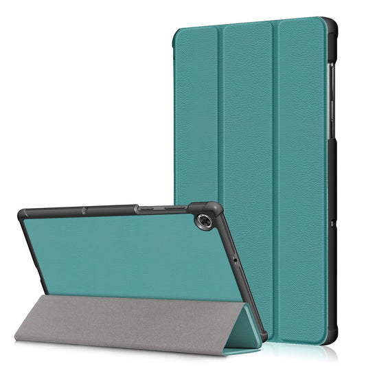 Textured Leather Tri-fold Stand Case Auto-Wake/Sleep Smart Tablet Cover Ultra Slim for Lenovo Smart Tab M10 FHD Plus/Tab M10 Plus TB-X606F - Green
