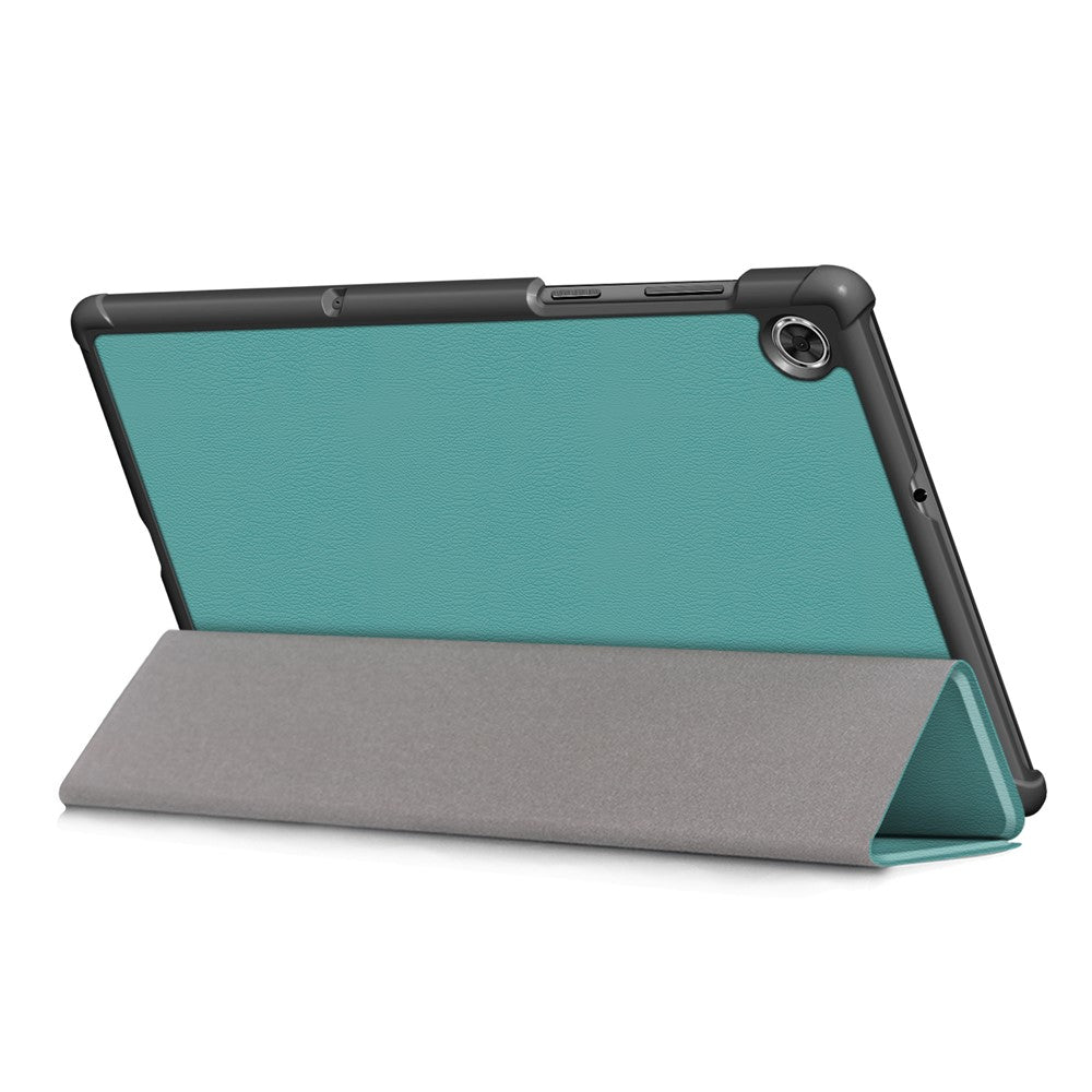 Textured Leather Tri-fold Stand Case Auto-Wake/Sleep Smart Tablet Cover Ultra Slim for Lenovo Smart Tab M10 FHD Plus/Tab M10 Plus TB-X606F - Green