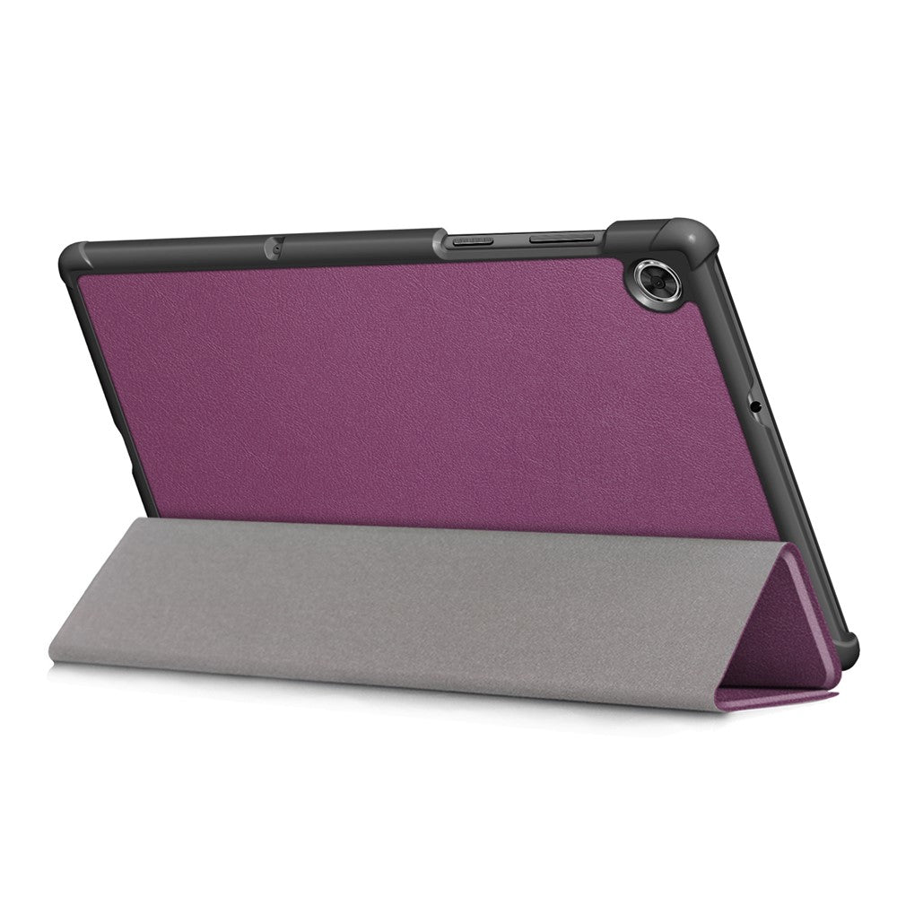 Textured Leather Tri-fold Stand Case Auto-Wake/Sleep Smart Tablet Cover Ultra Slim for Lenovo Smart Tab M10 FHD Plus/Tab M10 Plus TB-X606F - Purple