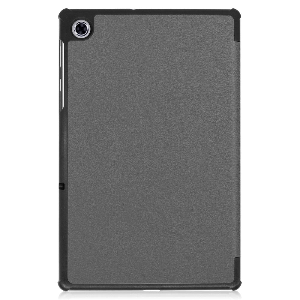 Tri-fold Leather Stand Case Textured PU Leather + PC Full Protective Tablet Case for Lenovo Tab M10 Plus TB-X606F - Grey