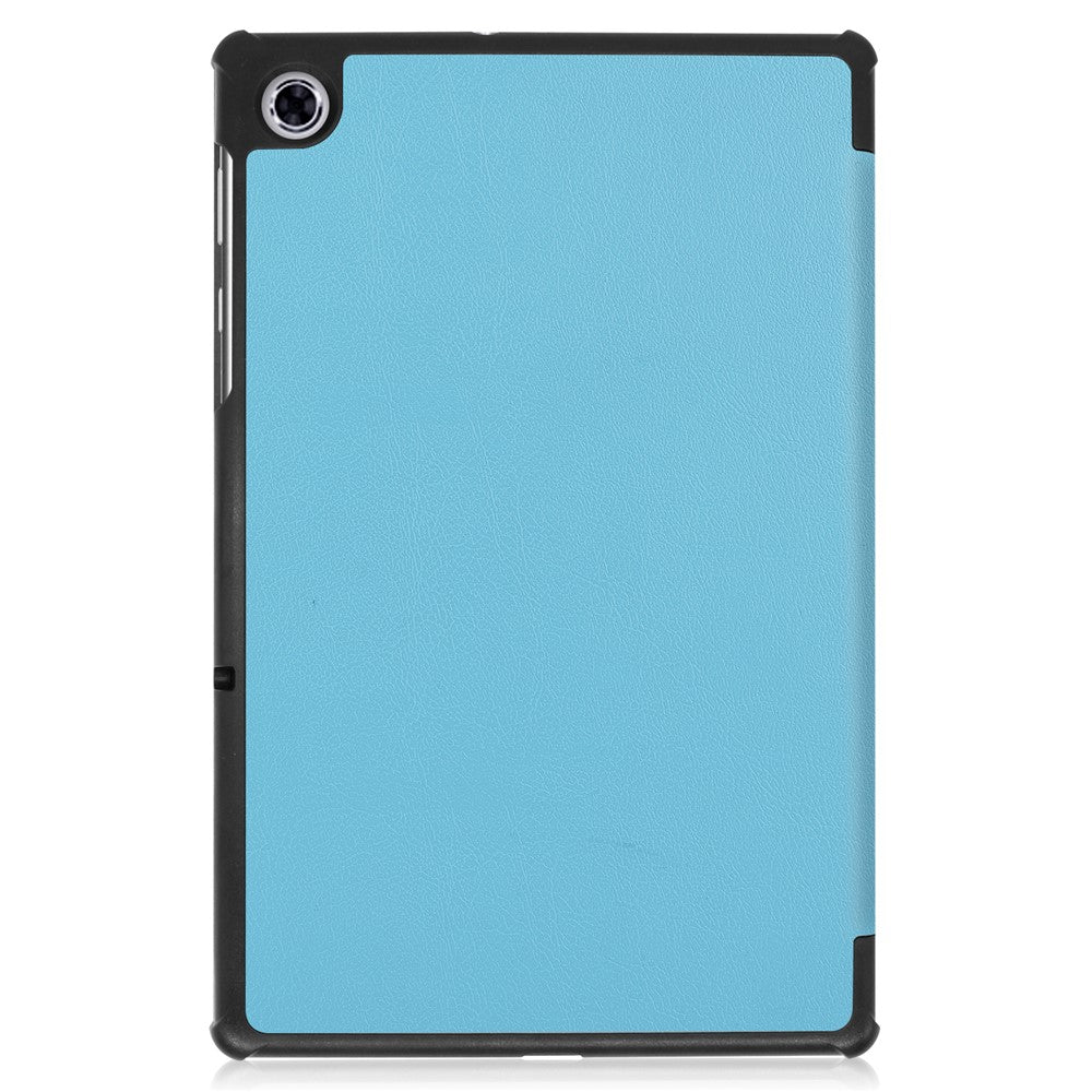 Tri-fold Leather Stand Case Textured PU Leather + PC Full Protective Tablet Case for Lenovo Tab M10 Plus TB-X606F - Baby Blue
