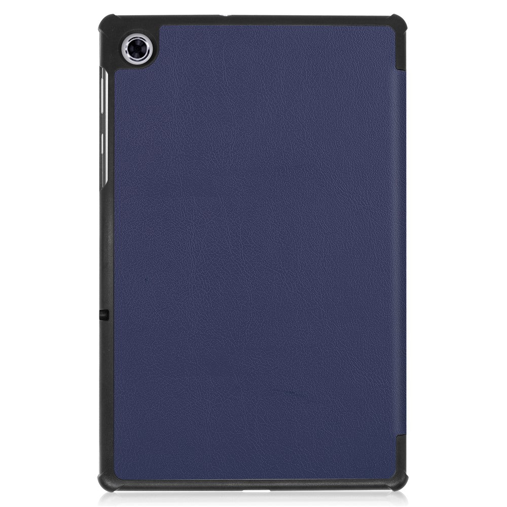 Tri-fold Leather Stand Case Textured PU Leather + PC Full Protective Tablet Case for Lenovo Tab M10 Plus TB-X606F - Dark Blue
