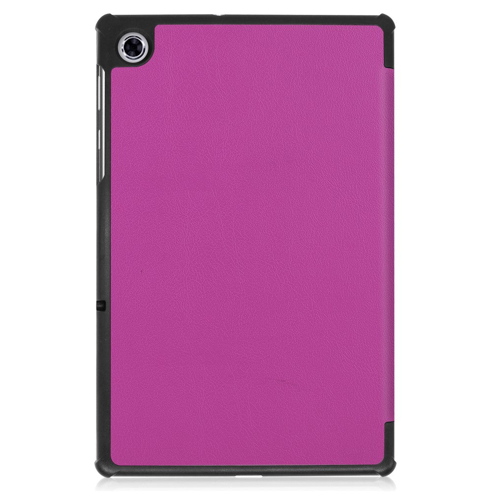 Tri-fold Leather Stand Case Textured PU Leather + PC Full Protective Tablet Case for Lenovo Tab M10 Plus TB-X606F - Purple