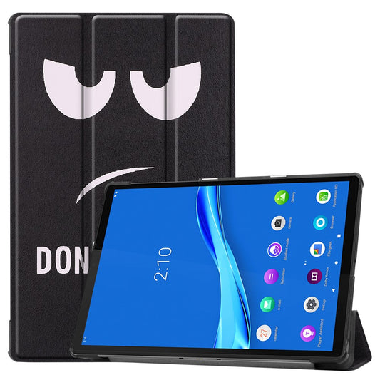 Pattern Printing Tri-fold Leather Stand Case Anti-scratch Shockproof Tablet Cover Shell for Lenovo Tab M10 Plus TB-X606F - Do not Touch Me