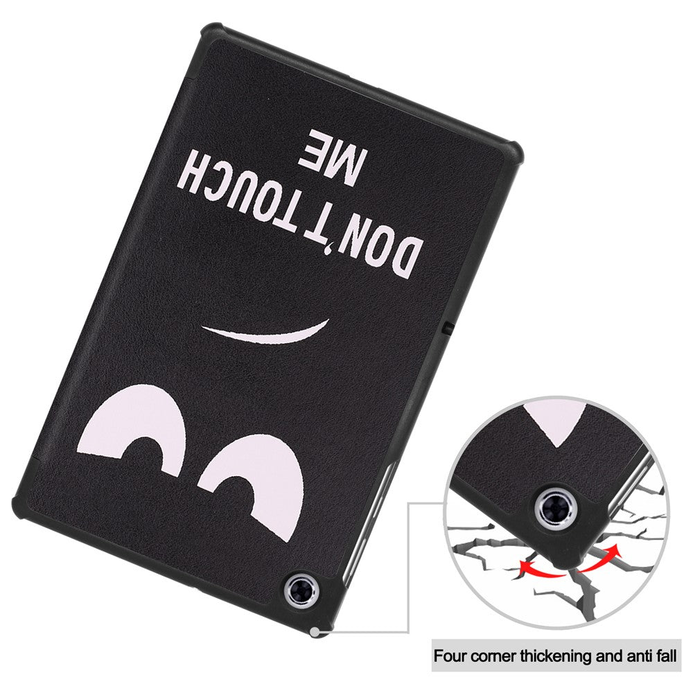 Pattern Printing Tri-fold Leather Stand Case Anti-scratch Shockproof Tablet Cover Shell for Lenovo Tab M10 Plus TB-X606F - Do not Touch Me