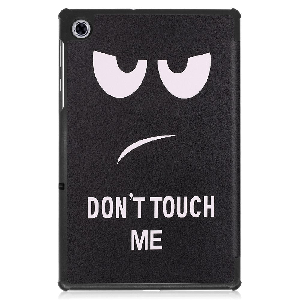 Pattern Printing Tri-fold Leather Stand Case Anti-scratch Shockproof Tablet Cover Shell for Lenovo Tab M10 Plus TB-X606F - Do not Touch Me