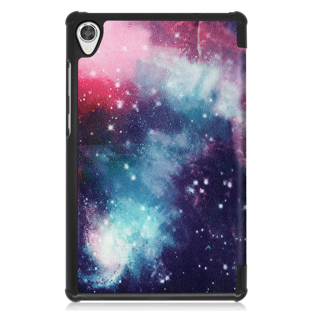 Pattern Printing Leather Tri-fold Stand Tablet Case Cover for Lenovo Tab M8 - Starry Sky