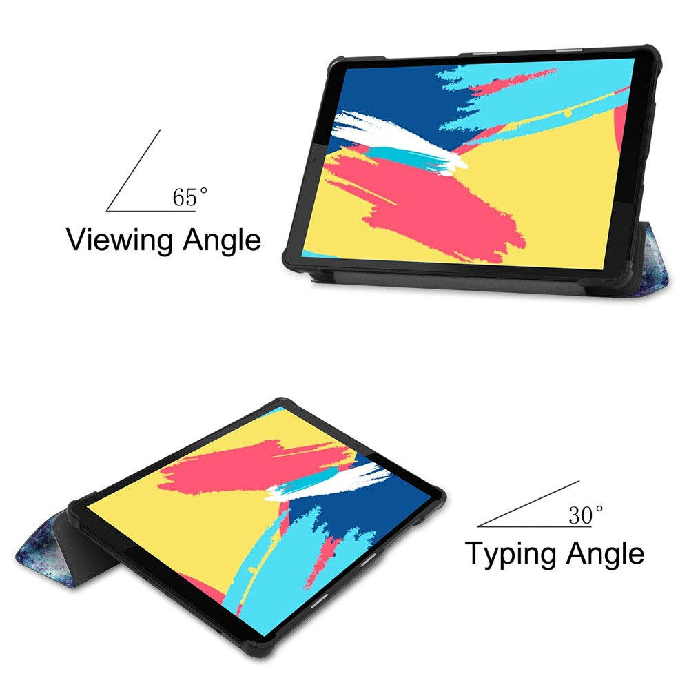 Pattern Printing Leather Tri-fold Stand Tablet Case Cover for Lenovo Tab M8 - Starry Sky