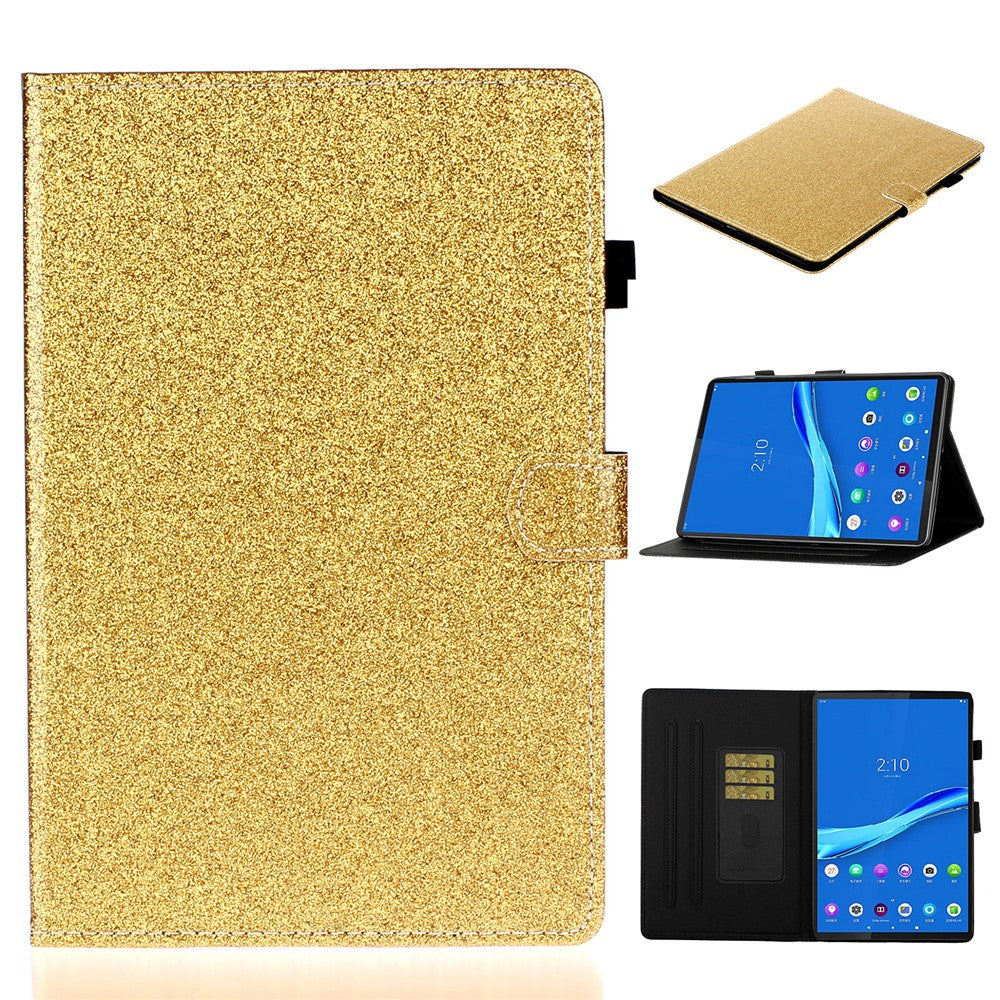 Flash Powder Smart PU Leather Tablet Stand Cover for Lenovo Tab M10 Plus TB-X606F - Yellow
