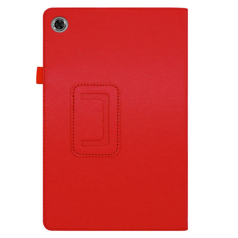 For Lenovo Tab M10 Plus TB-X606F PU Leather Case Shockproof Flip Tablet Cover with Stand Elastic Pencil Holder - Red