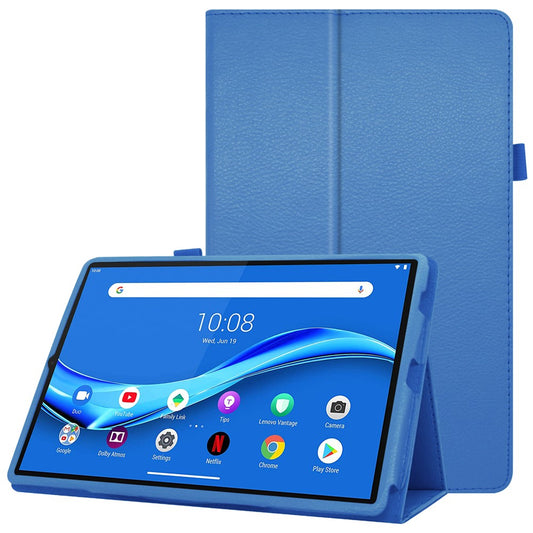 For Lenovo Tab M10 Plus TB-X606F PU Leather Case Shockproof Flip Tablet Cover with Stand Elastic Pencil Holder - Baby Blue