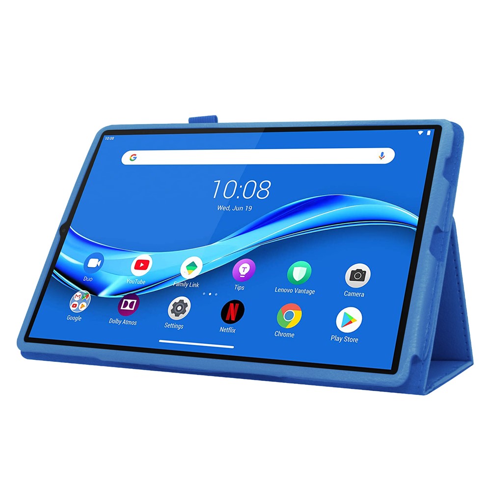 For Lenovo Tab M10 Plus TB-X606F PU Leather Case Shockproof Flip Tablet Cover with Stand Elastic Pencil Holder - Baby Blue