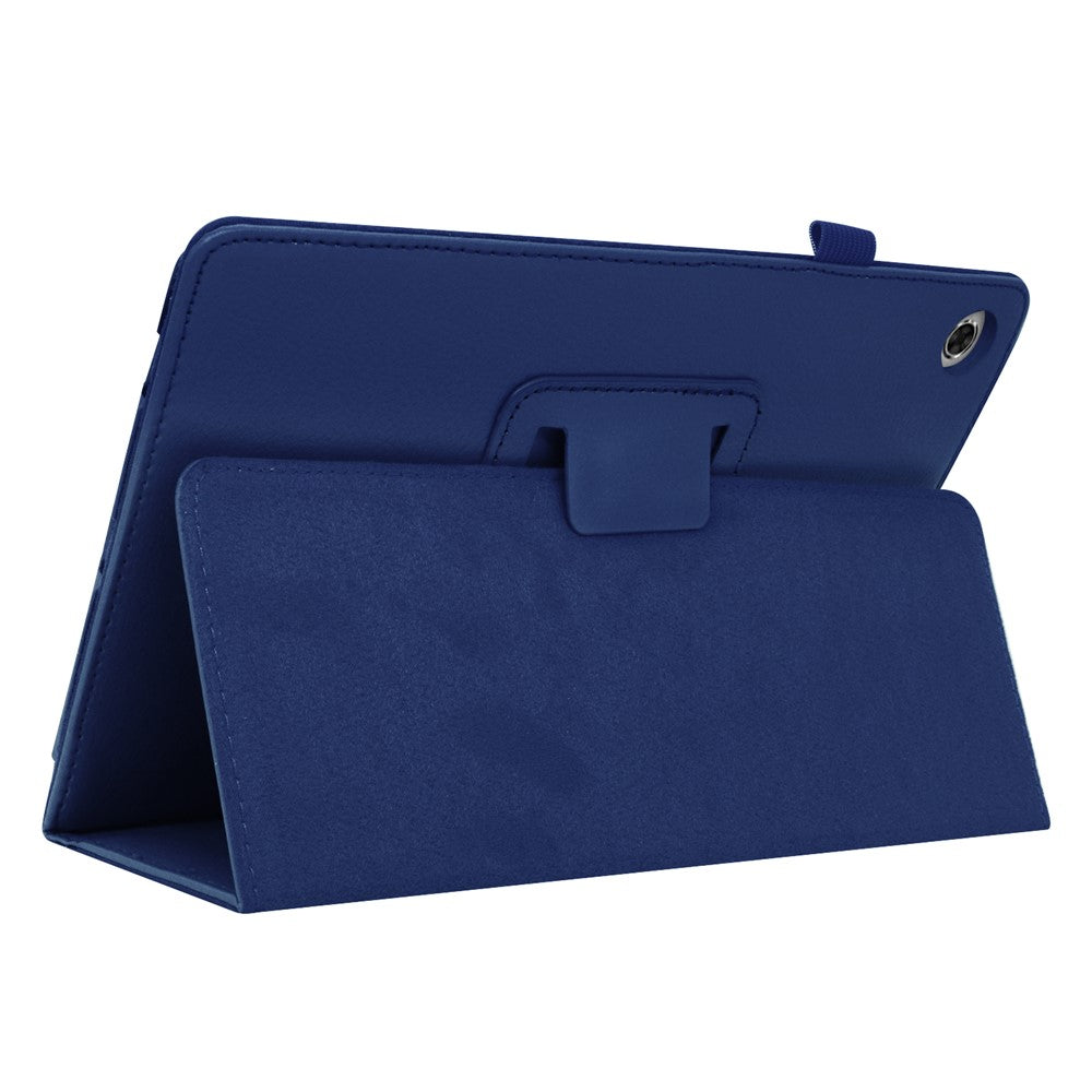 For Lenovo Tab M10 Plus TB-X606F PU Leather Case Shockproof Flip Tablet Cover with Stand Elastic Pencil Holder - Dark Blue