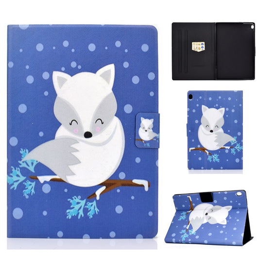 Pattern Printing Leather Stand Tablet Cover for Lenovo Tab M10 TB-X605F - White Fox