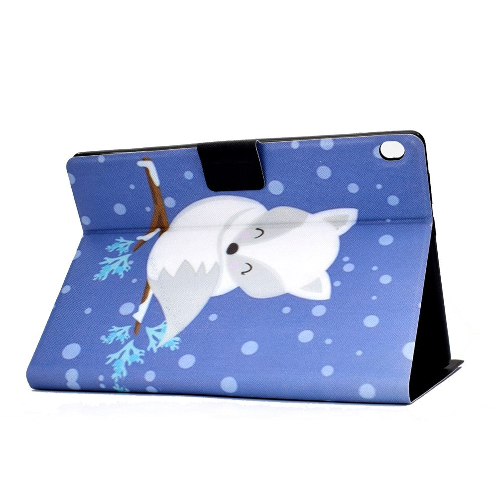 Pattern Printing Leather Stand Tablet Cover for Lenovo Tab M10 TB-X605F - White Fox
