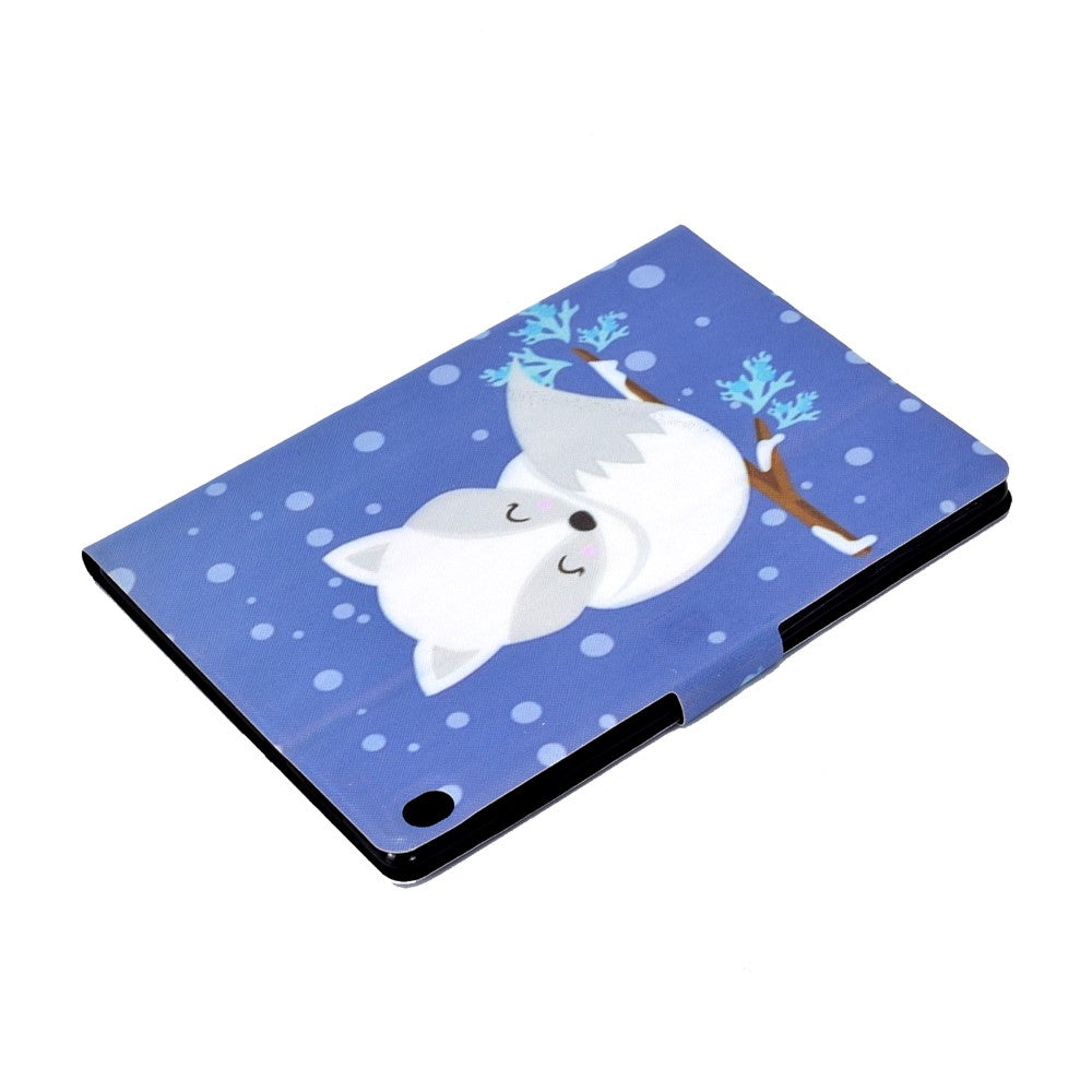Pattern Printing Leather Stand Tablet Cover for Lenovo Tab M10 TB-X605F - White Fox