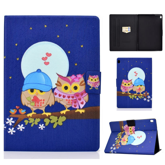 Pattern Printing Leather Stand Tablet Cover for Lenovo Tab M10 TB-X605F - Couple Owls