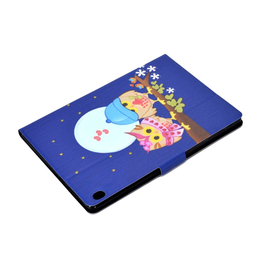 Pattern Printing Leather Stand Tablet Cover for Lenovo Tab M10 TB-X605F - Couple Owls