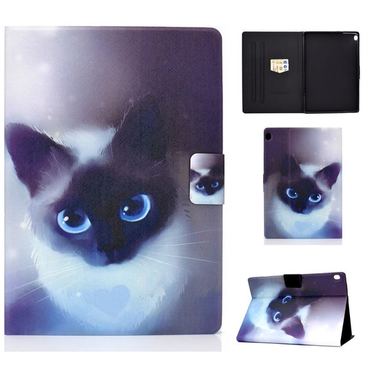 Pattern Printing Leather Stand Tablet Cover for Lenovo Tab M10 TB-X605F - Cat