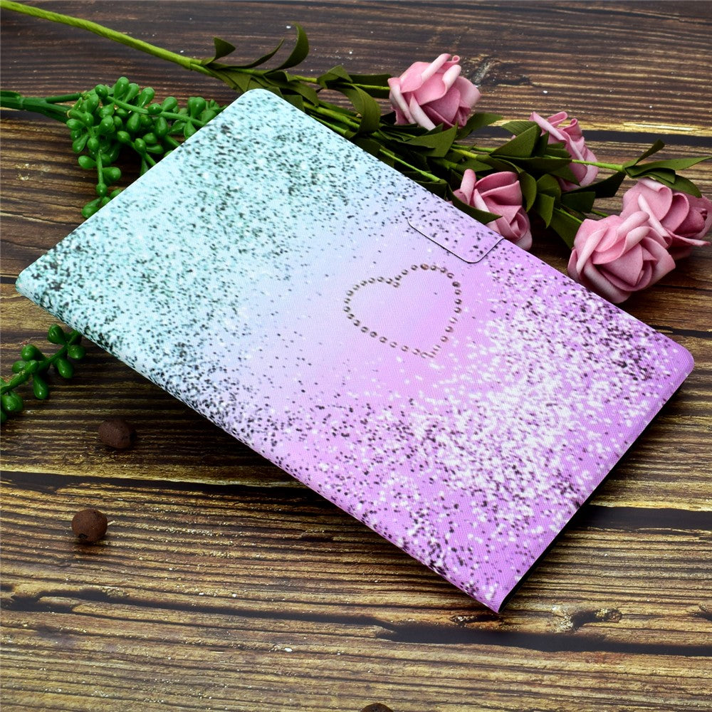Pattern Printing Leather Stand Tablet Cover for Lenovo Tab M10 TB-X605F - Glittery Element and Heart