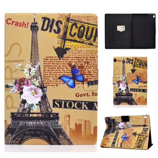 Pattern Printing Leather Stand Tablet Cover for Lenovo Tab M10 TB-X605F - Eiffel Tower