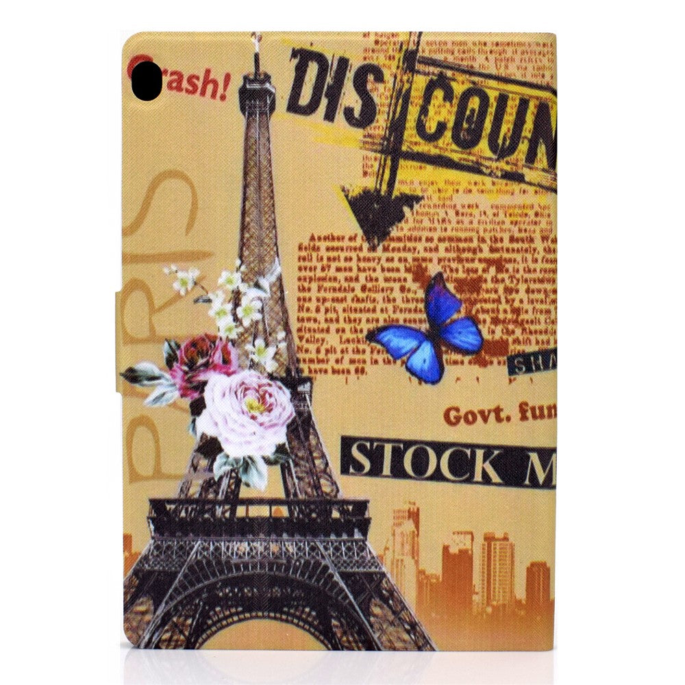 Pattern Printing Leather Stand Tablet Cover for Lenovo Tab M10 TB-X605F - Eiffel Tower