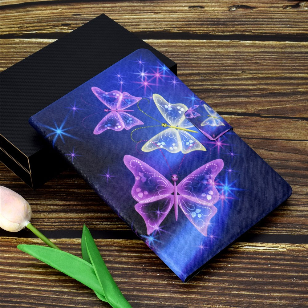 Pattern Printing Leather Stand Tablet Cover for Lenovo Tab M10 TB-X605F - Purple Butterlies